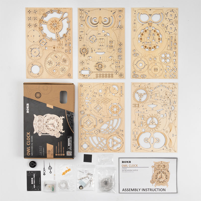 Craftable Wooden Owl Clock Kit