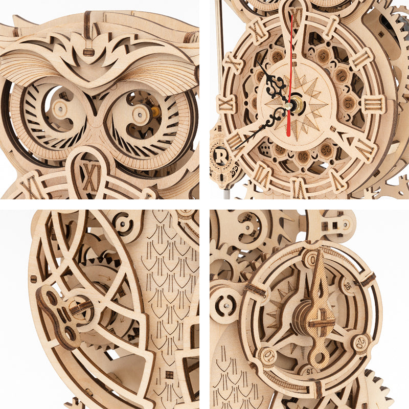 Craftable Wooden Owl Clock Kit