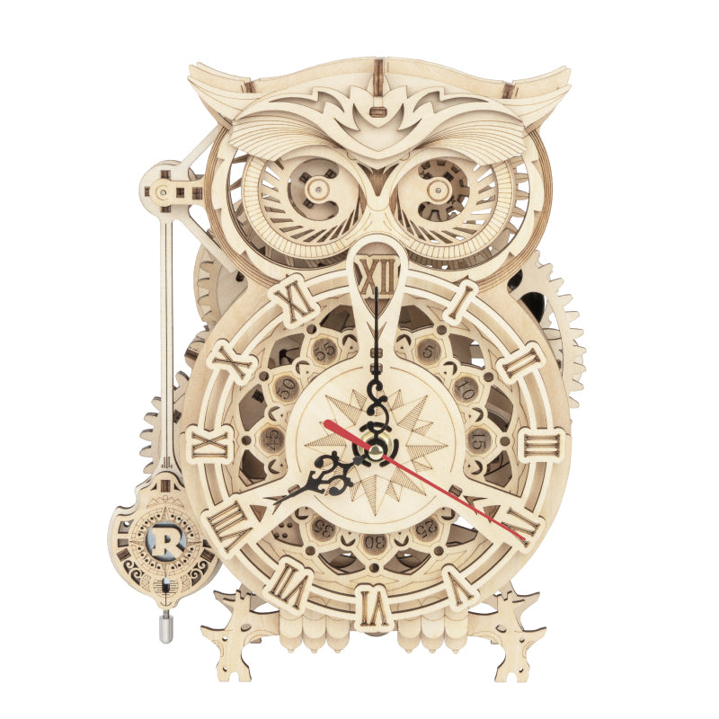 Craftable Wooden Owl Clock Kit