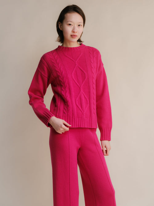 Cashmere Mix Cable Knit Sweater