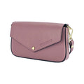 RB1023AZ | Small Shoulder Bag with Removable Chain Strap in Genuine Leather Made in Italy. Flap Closure. Shiny Gold metal hardware - Antique Pink color - Dimensions: 22 x 12 x 3 cm.