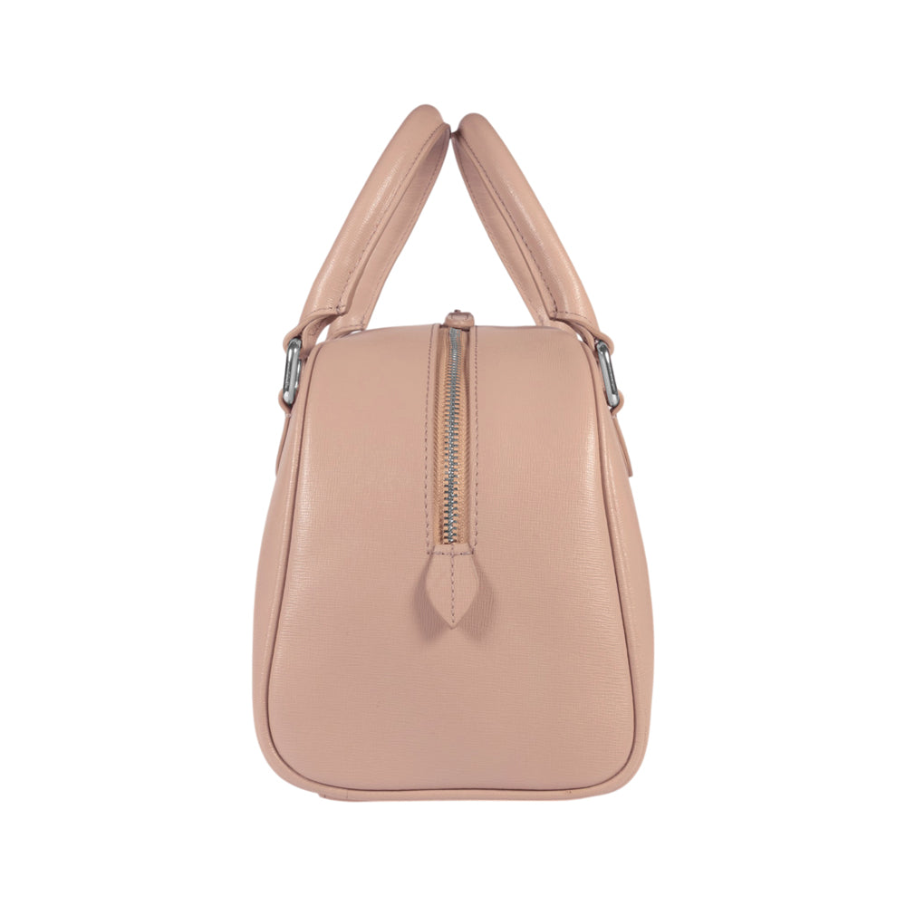 RB1034AU | VIRGINIA Women's Bowling Bag in Genuine Saffiano Leather Made in Italy. Color: Powder Pink