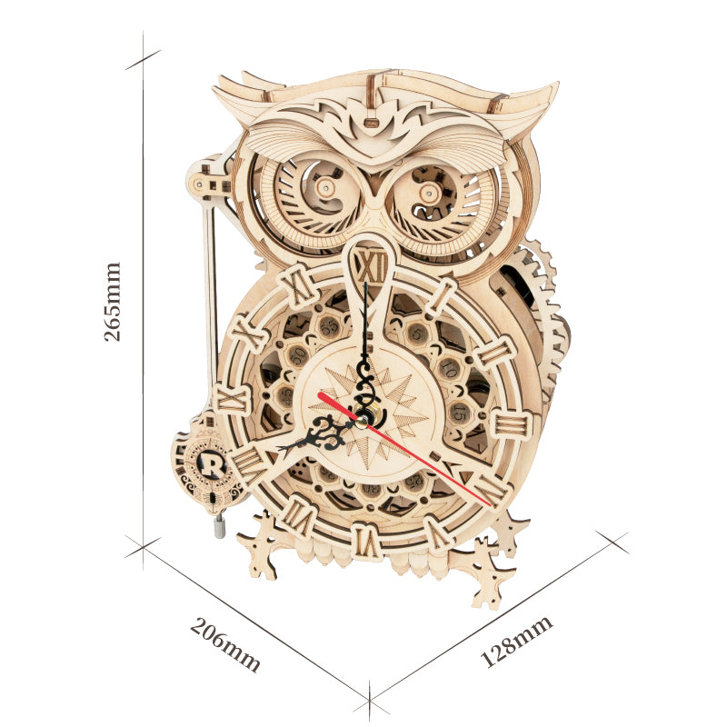 Craftable Wooden Owl Clock Kit